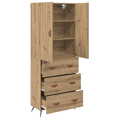 Vysoký Bufet Artisanový Dub 69,5 X 34 X 180 Cm Kompozitní Dřevo