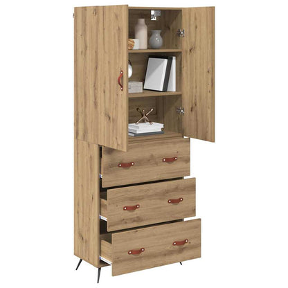Vysoký Bufet Artisanový Dub 69,5 X 34 X 180 Cm Kompozitní Dřevo