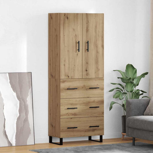 Vysoký Bufet 2 Ks Artisanový Dub 69,5 X 34 X 180 Cm