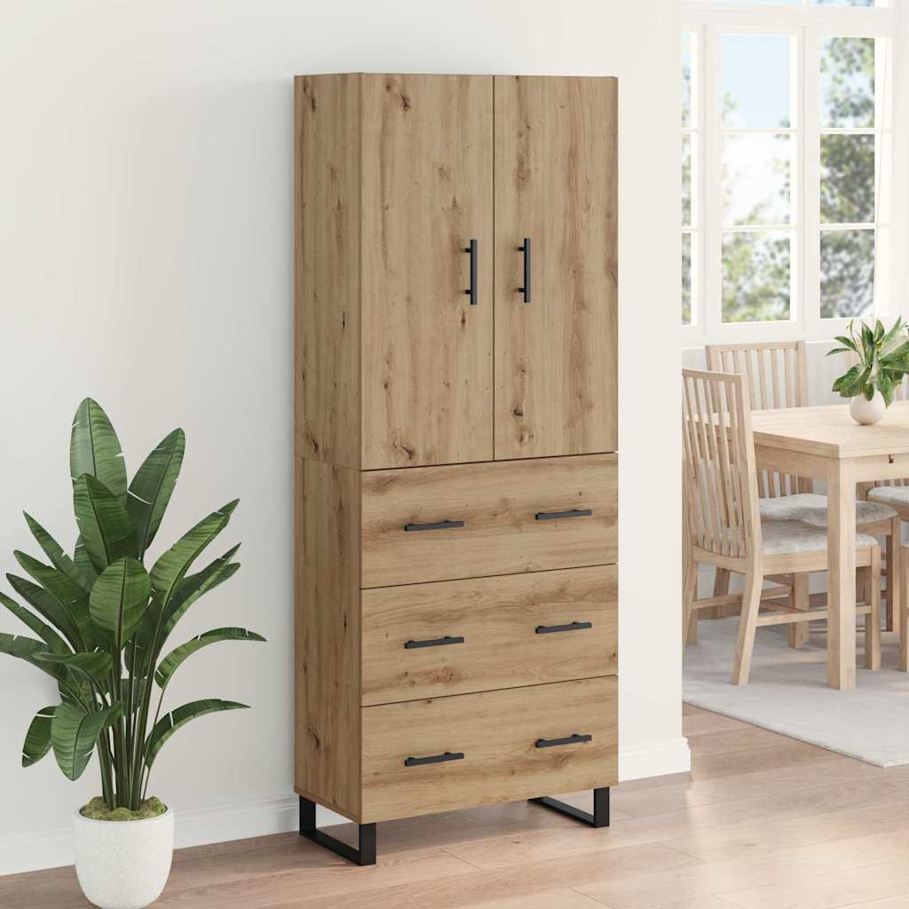 Vysoký Bufet 2 Ks Artisanový Dub 69,5 X 34 X 180 Cm