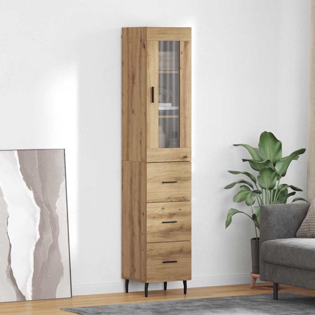 Vysoký Bufet Artisanový Dub 34,5 X 34 X 180 Cm Kompozitní Dřevo
