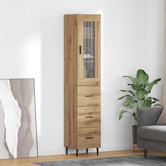Vysoký Bufet Artisanový Dub 34,5 X 34 X 180 Cm Kompozitní Dřevo
