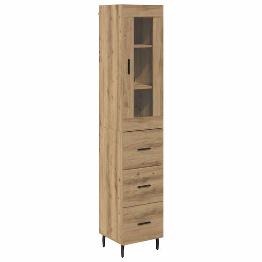 Vysoký Bufet Artisanový Dub 34,5 X 34 X 180 Cm Kompozitní Dřevo