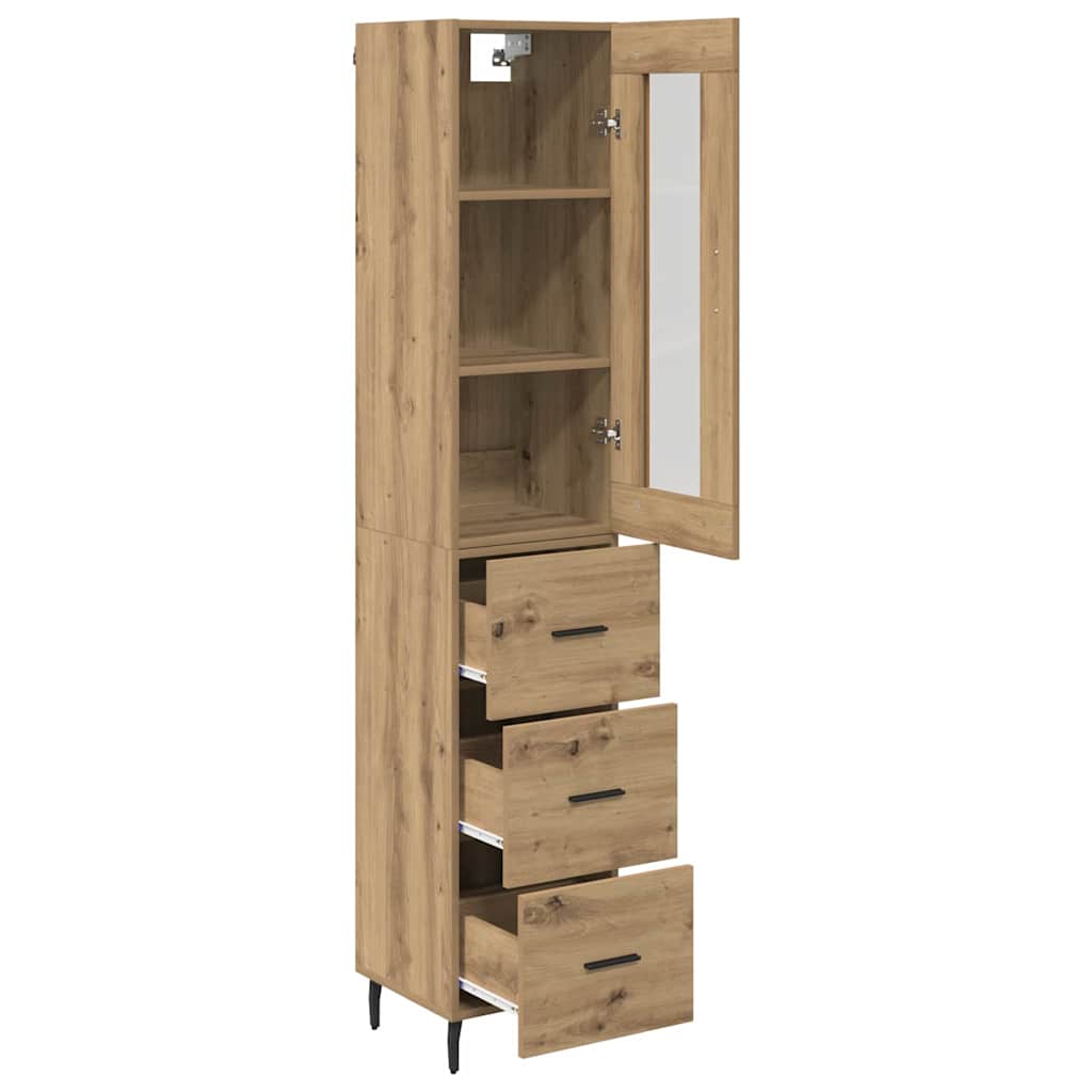 Vysoký Bufet Artisanový Dub 34,5 X 34 X 180 Cm Kompozitní Dřevo