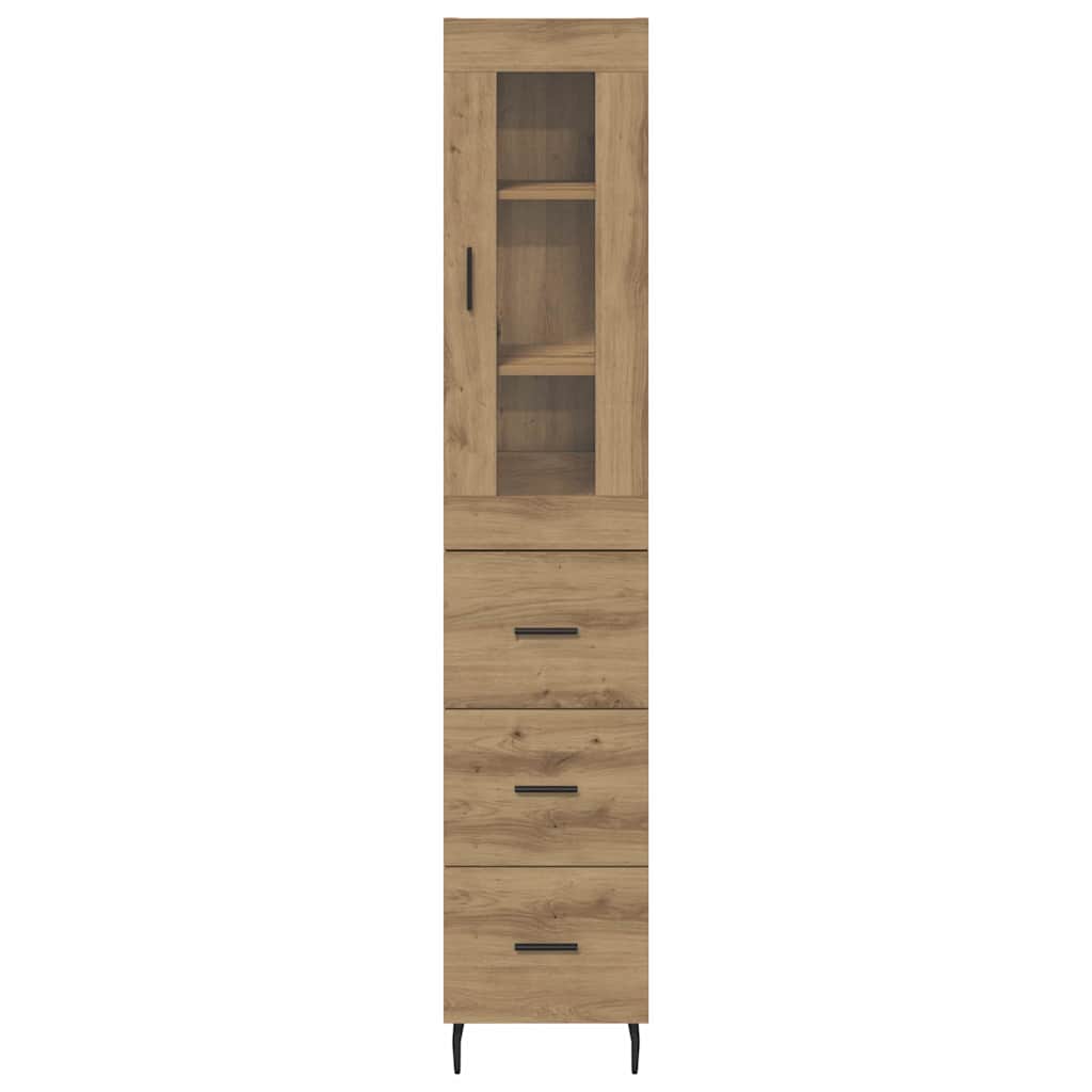 Vysoký Bufet Artisanový Dub 34,5 X 34 X 180 Cm Kompozitní Dřevo