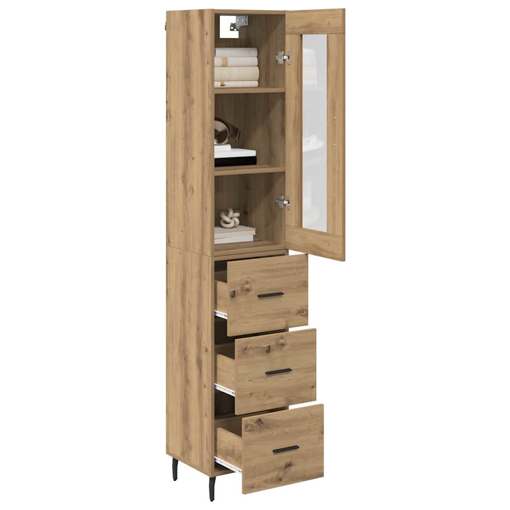 Vysoký Bufet Artisanový Dub 34,5 X 34 X 180 Cm Kompozitní Dřevo