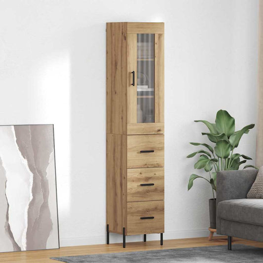 Vysoký Bufet Artisanový Dub 34,5 X 34 X 180 Cm Kompozitní Dřevo