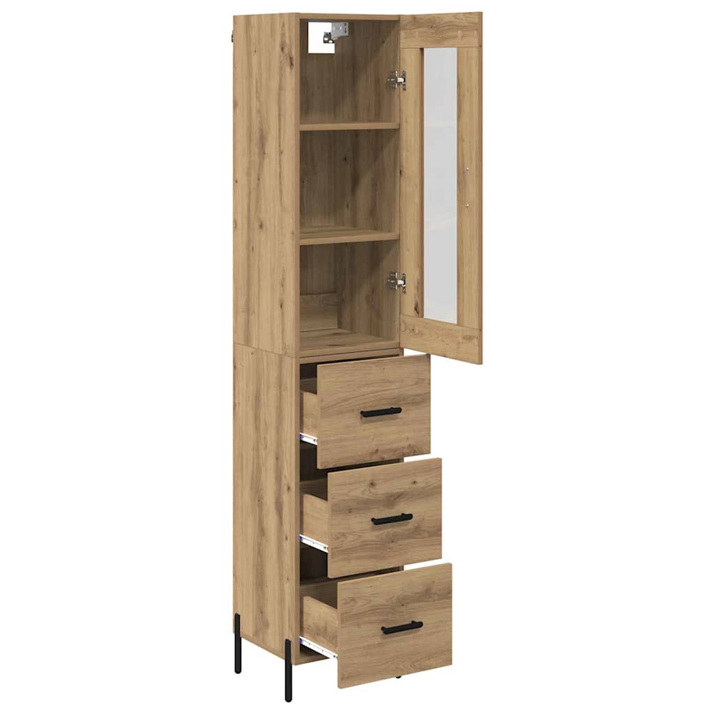 Vysoký Bufet Artisanový Dub 34,5 X 34 X 180 Cm Kompozitní Dřevo