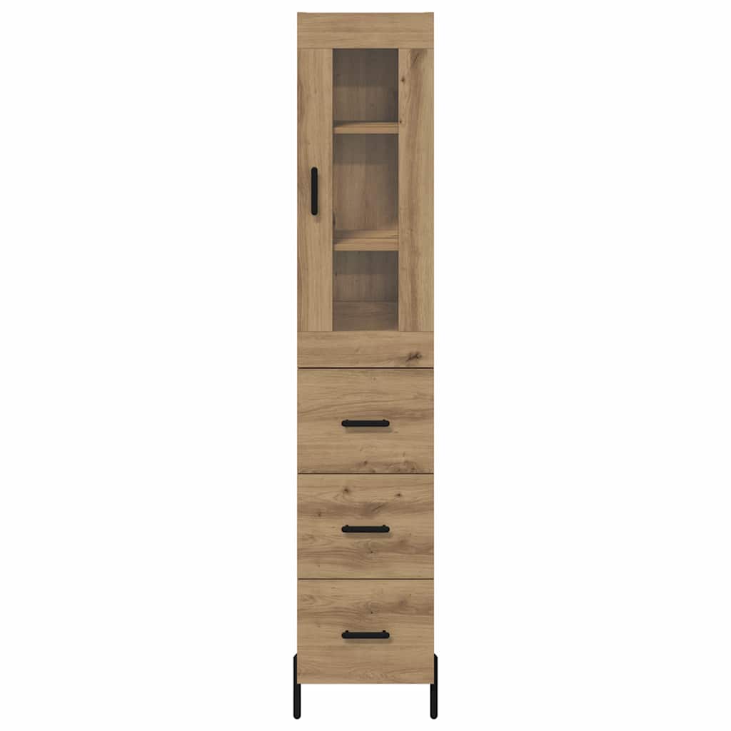 Vysoký Bufet Artisanový Dub 34,5 X 34 X 180 Cm Kompozitní Dřevo