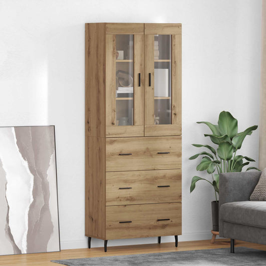Vysoký Bufet 2 Ks Artisanový Dub 69,5 X 34 X 180 Cm