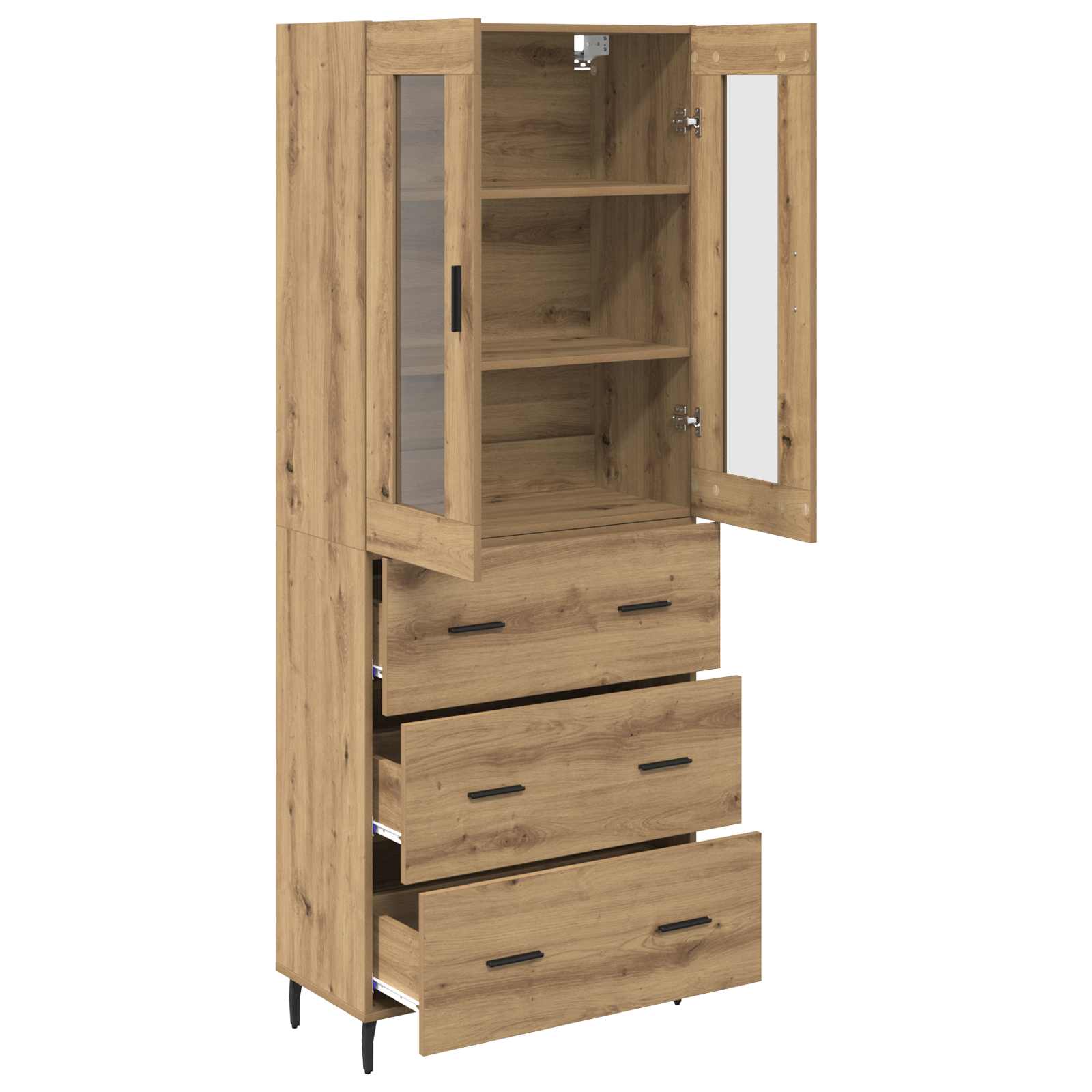 Vysoký Bufet 2 Ks Artisanový Dub 69,5 X 34 X 180 Cm
