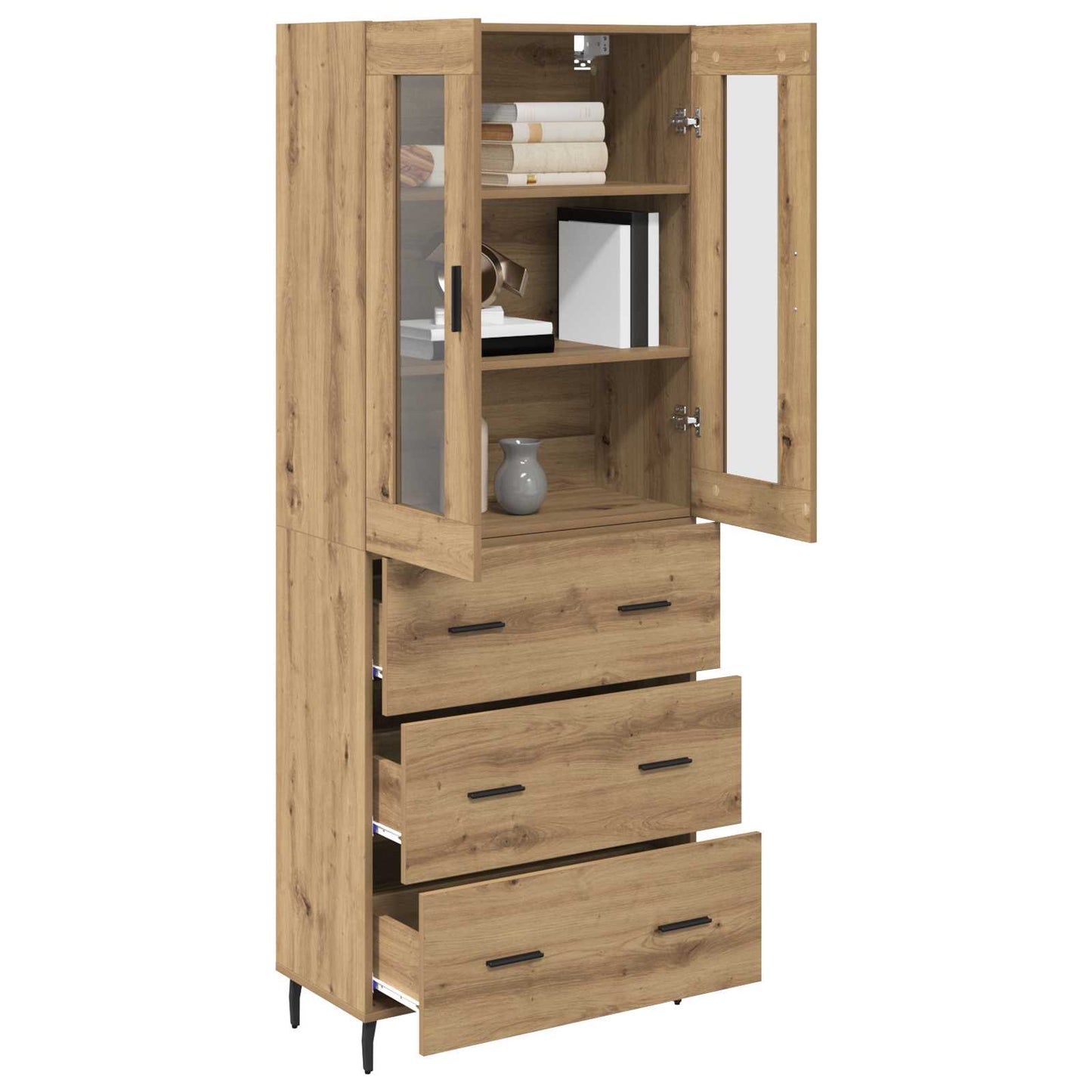 Vysoký Bufet 2 Ks Artisanový Dub 69,5 X 34 X 180 Cm