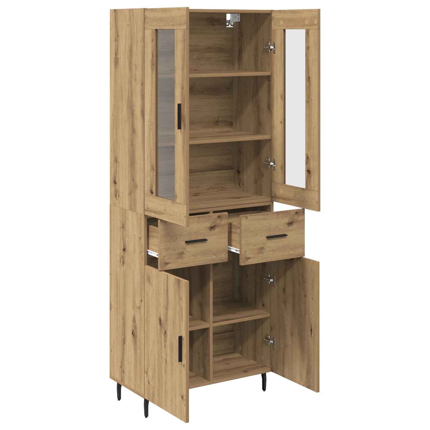 Vysoký Bufet 2 Ks Artisanový Dub 69,5 X 34 X 180 Cm
