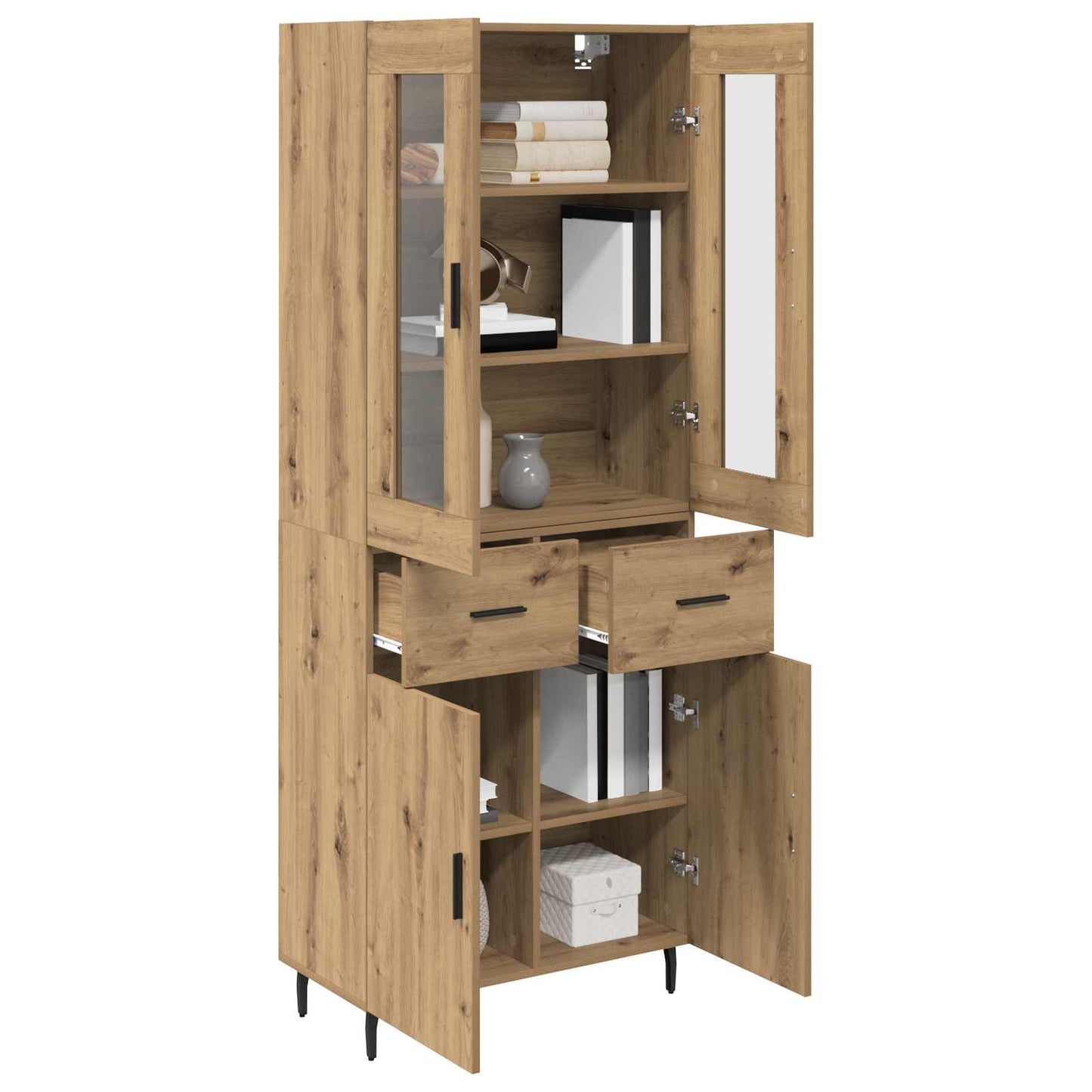 Vysoký Bufet 2 Ks Artisanový Dub 69,5 X 34 X 180 Cm