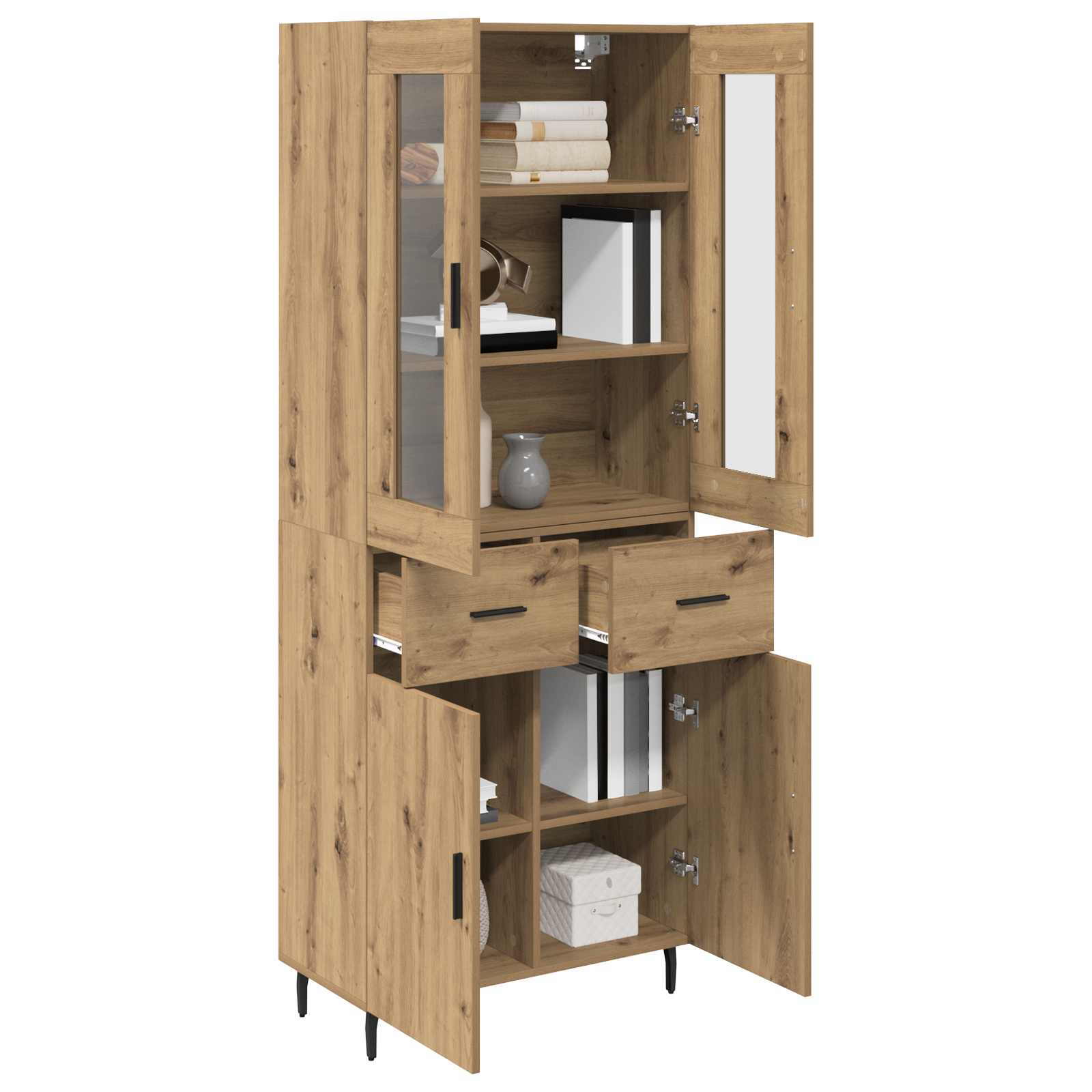 Vysoký Bufet 2 Ks Artisanový Dub 69,5 X 34 X 180 Cm