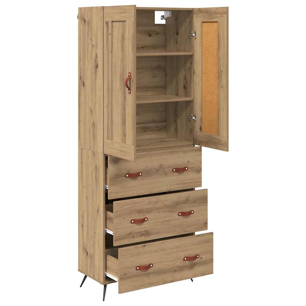 Vysoký Bufet Artisanový Dub 69,5 X 34 X 180 Cm Kompozitní Dřevo