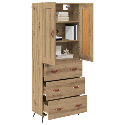 Vysoký Bufet Artisanový Dub 69,5 X 34 X 180 Cm Kompozitní Dřevo