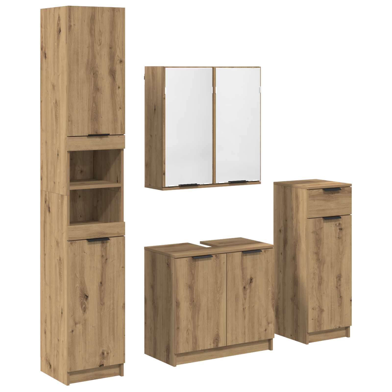 Sada Koupelnového Nábytku 4 Ks Artisanový Dub