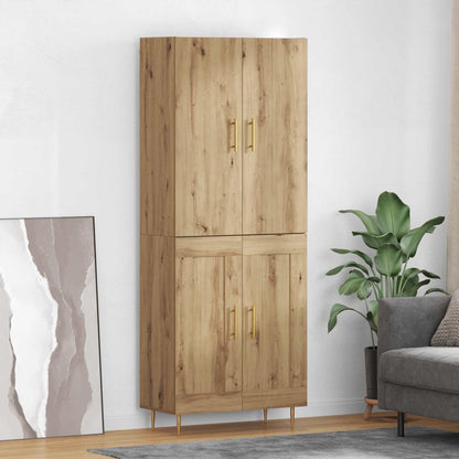 Vysoký Bufet Artisanový Dub 69,5 X 34 X 180 Cm Kompozitní Dřevo