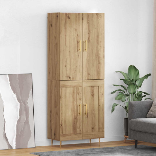 Vysoký Bufet Artisanový Dub 69,5 X 34 X 180 Cm Kompozitní Dřevo