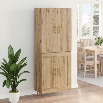 Vysoký Bufet Artisanový Dub 69,5 X 34 X 180 Cm Kompozitní Dřevo