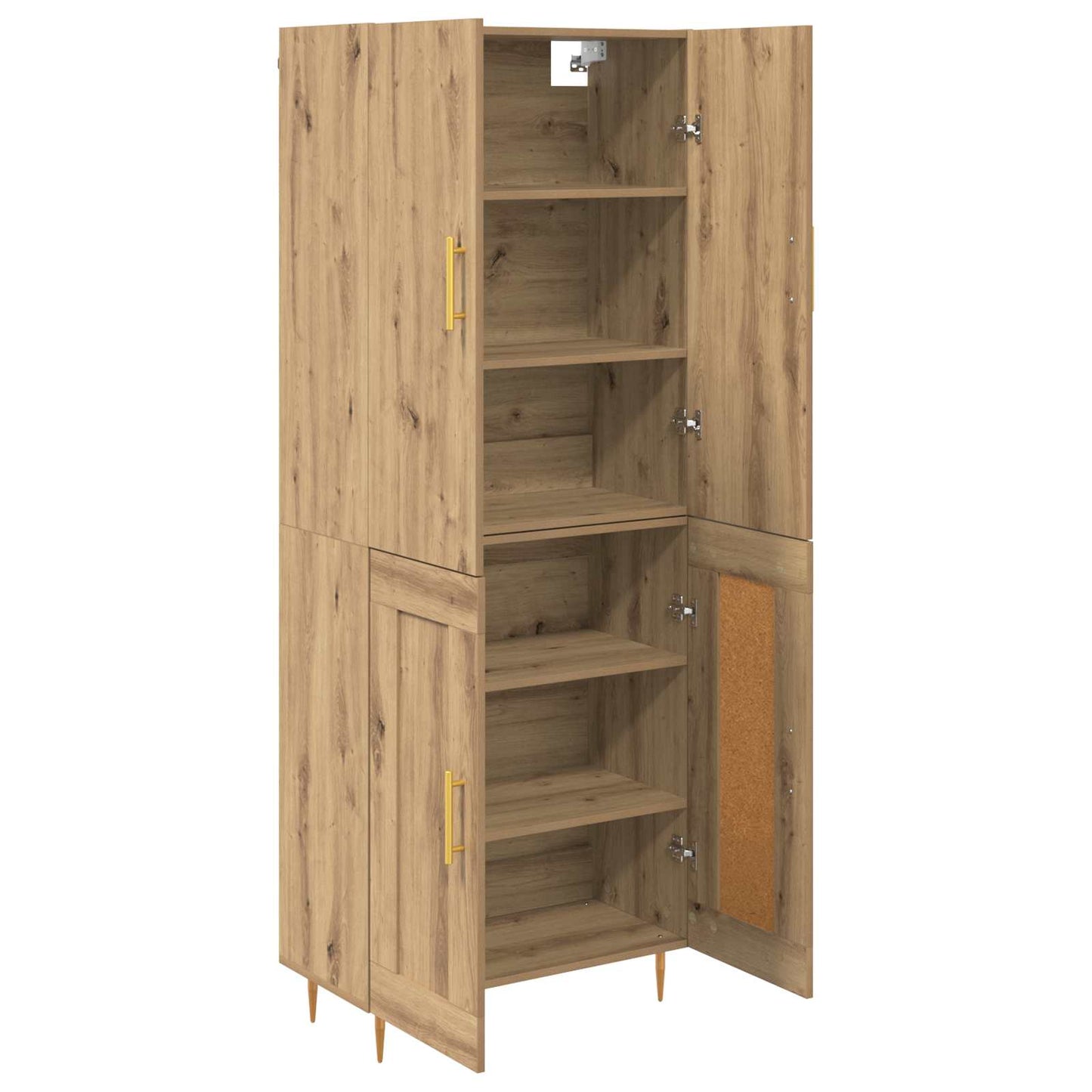 Vysoký Bufet Artisanový Dub 69,5 X 34 X 180 Cm Kompozitní Dřevo