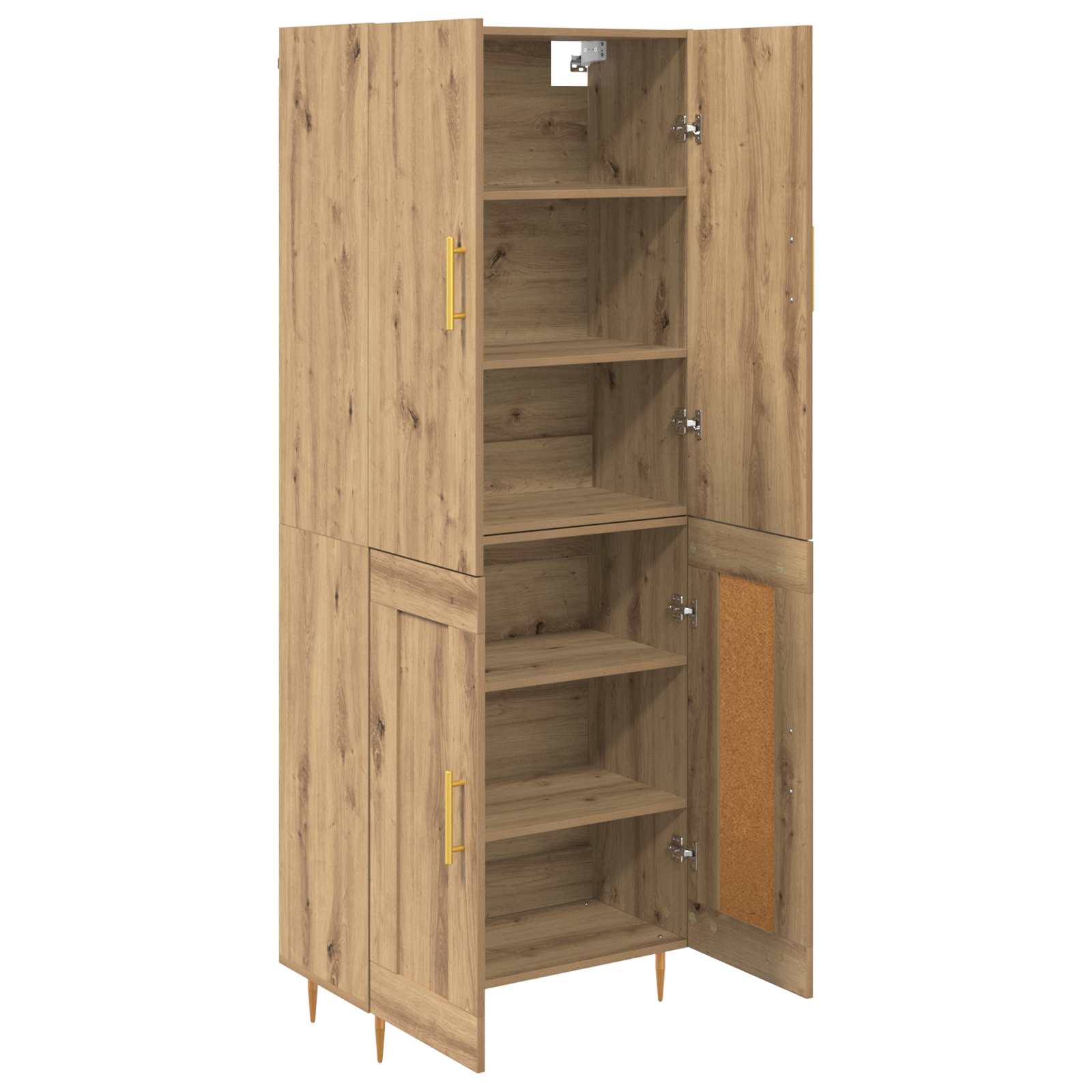 Vysoký Bufet Artisanový Dub 69,5 X 34 X 180 Cm Kompozitní Dřevo