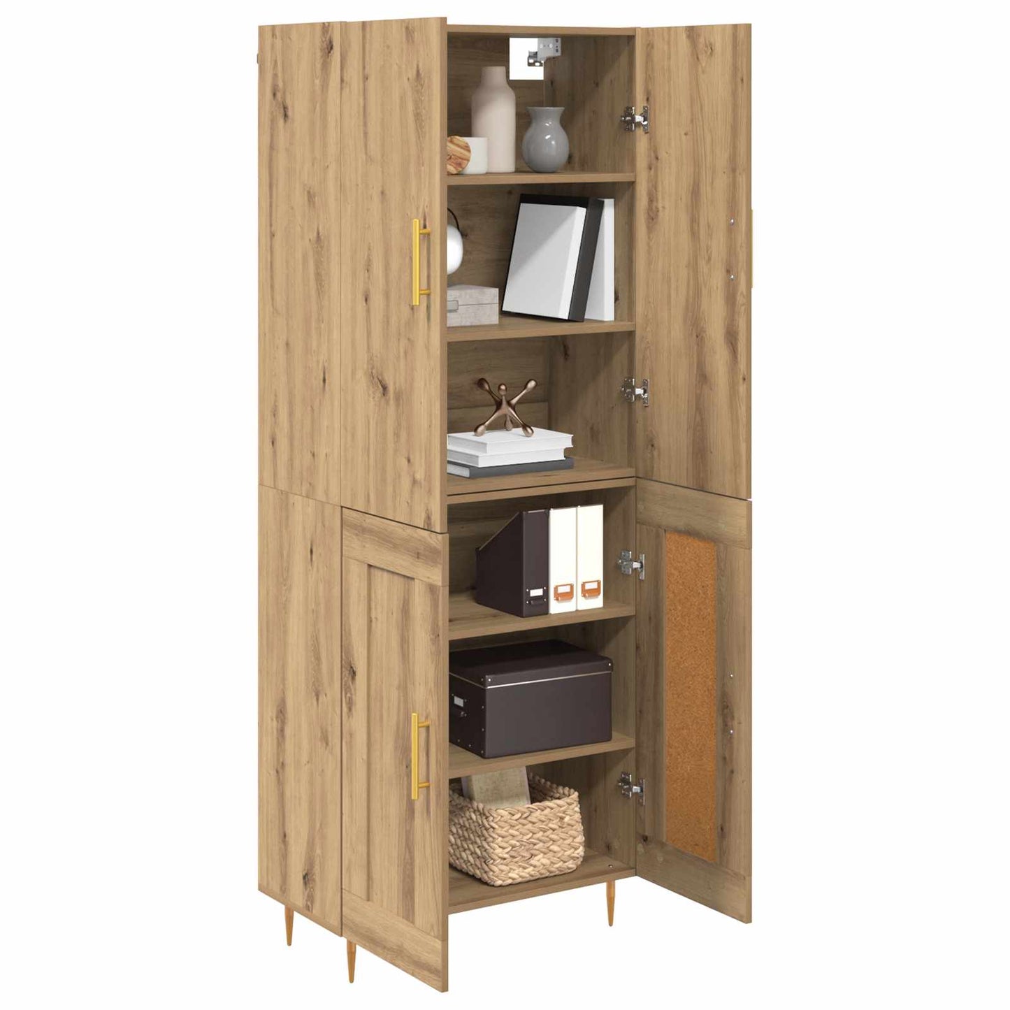 Vysoký Bufet Artisanový Dub 69,5 X 34 X 180 Cm Kompozitní Dřevo