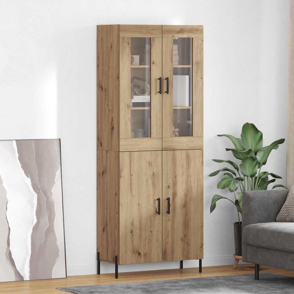 Vysoký Bufet Artisanový Dub 69,5 X 34 X 180 Cm Kompozitní Dřevo
