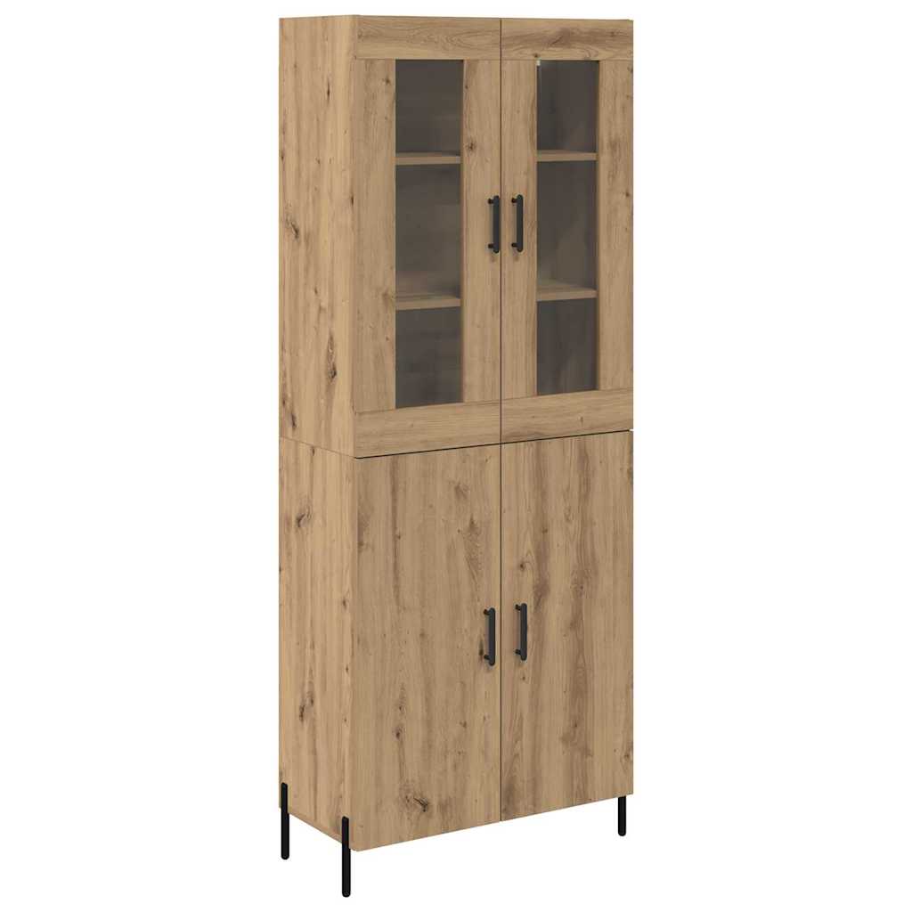 Vysoký Bufet Artisanový Dub 69,5 X 34 X 180 Cm Kompozitní Dřevo