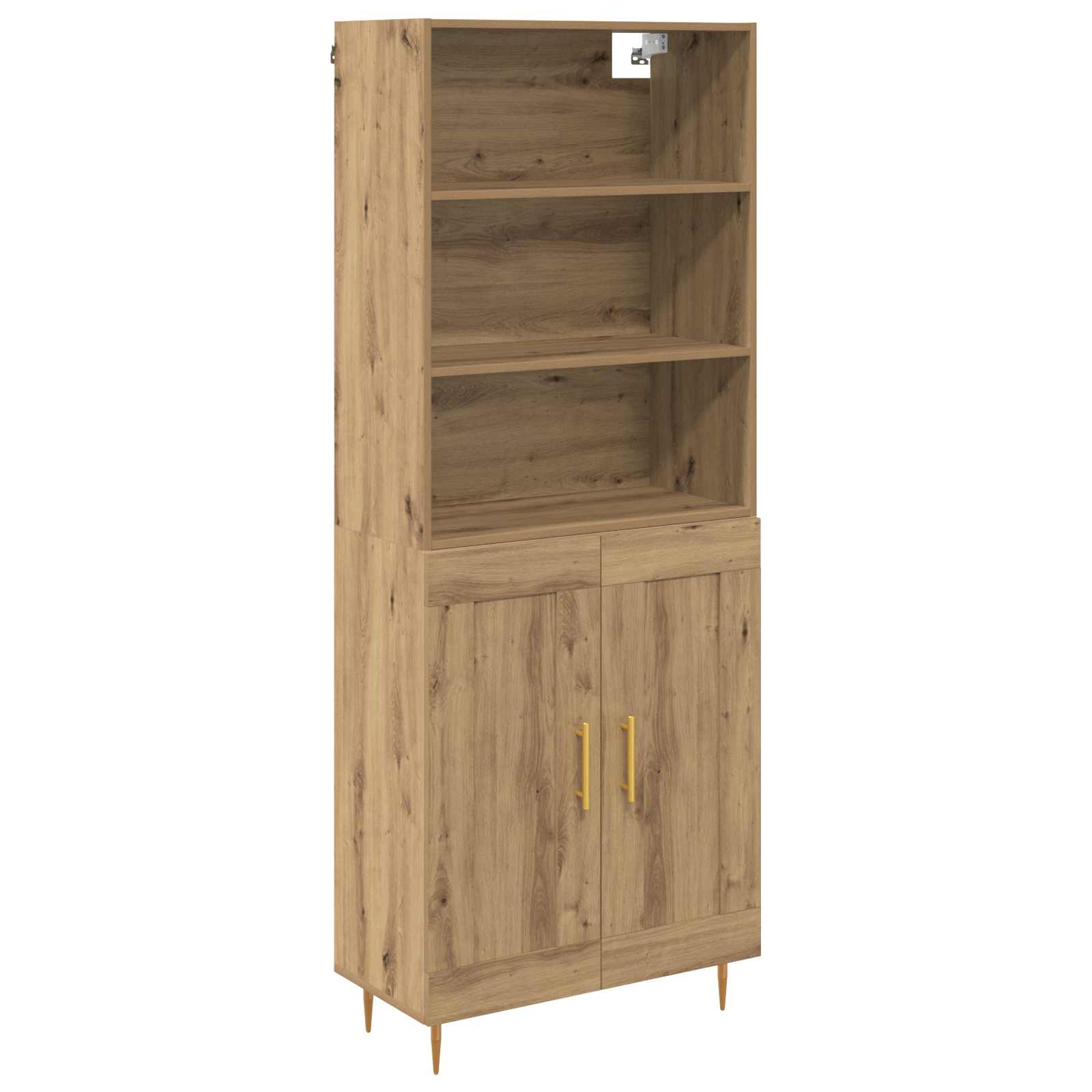 Vysoký Bufet Artisanový Dub 69,5 X 34 X 180 Cm Kompozitní Dřevo