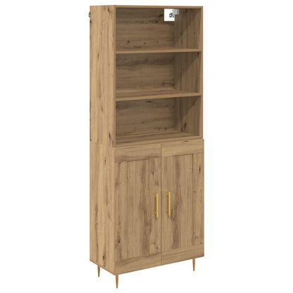 Vysoký Bufet Artisanový Dub 69,5 X 34 X 180 Cm Kompozitní Dřevo