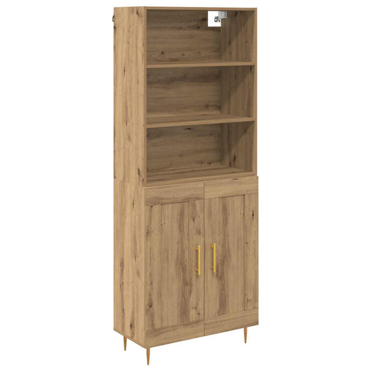 Vysoký Bufet Artisanový Dub 69,5 X 34 X 180 Cm Kompozitní Dřevo