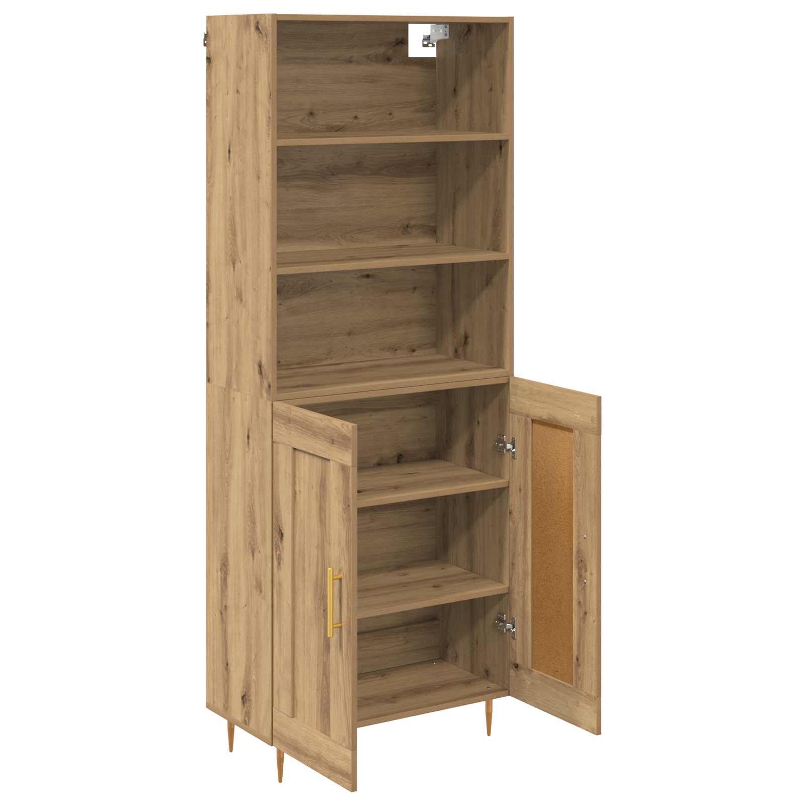 Vysoký Bufet Artisanový Dub 69,5 X 34 X 180 Cm Kompozitní Dřevo