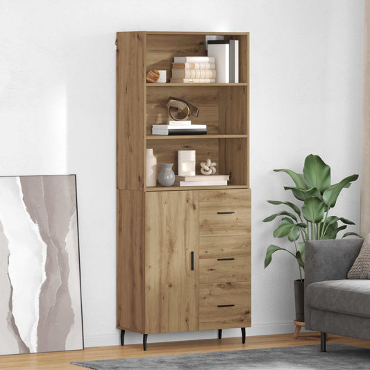 Vysoký Bufet 2 Ks Artisanový Dub 69,5 X 32,5 X 180 Cm