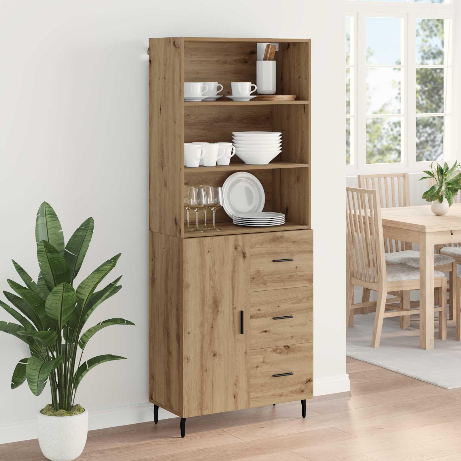Vysoký Bufet 2 Ks Artisanový Dub 69,5 X 32,5 X 180 Cm