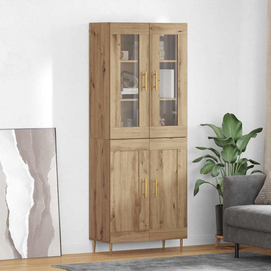 Vysoký Bufet 2 Ks Artisanový Dub 69,5 X 34 X 180 Cm