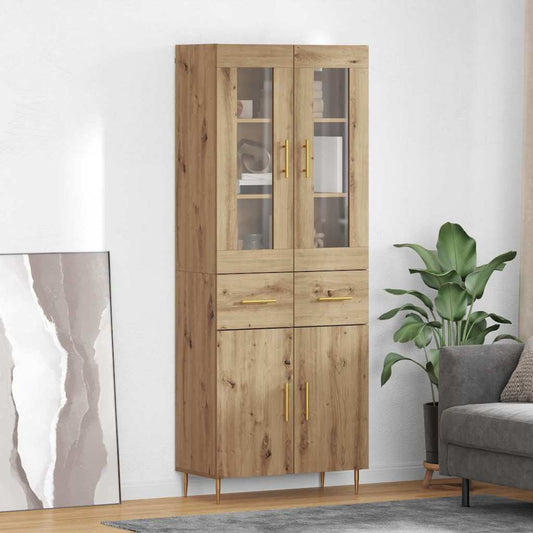 Vysoký Bufet 2 Ks Artisanový Dub 69,5 X 34 X 180 Cm