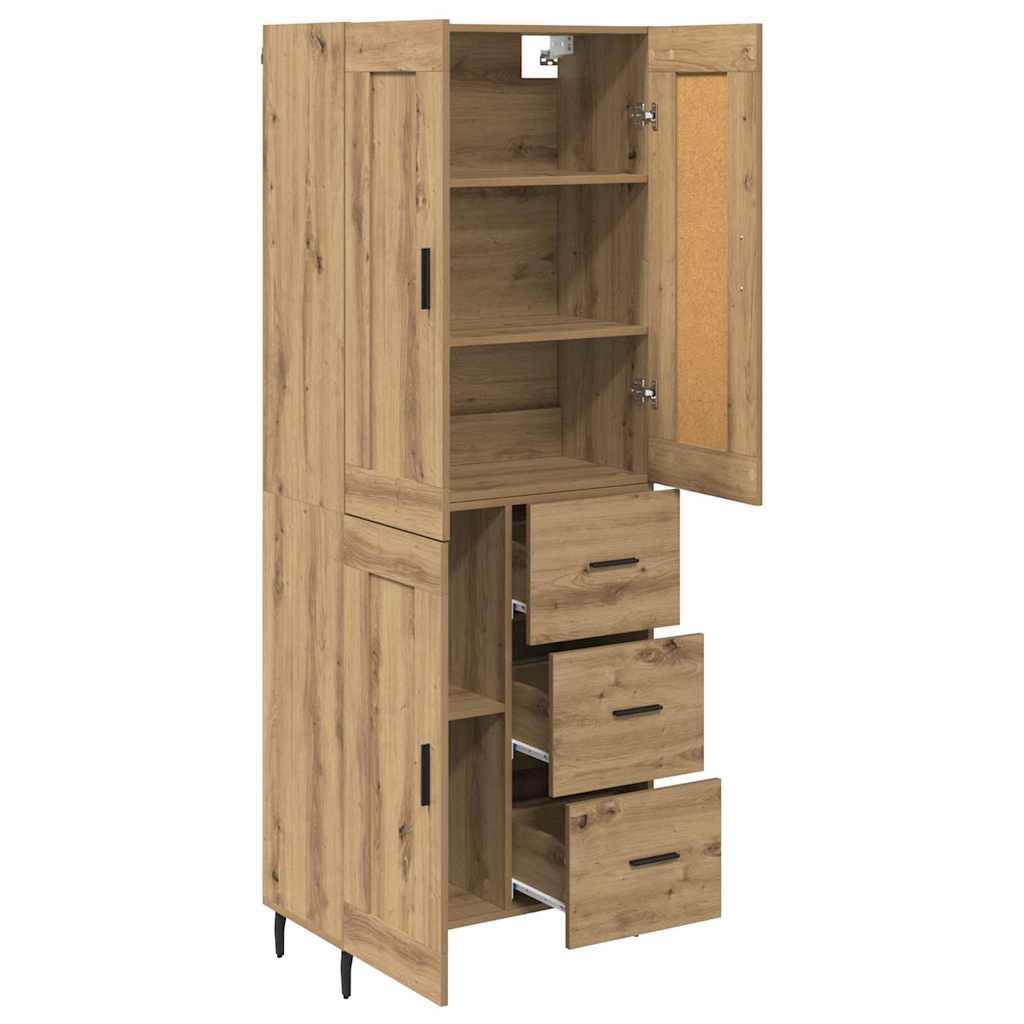 Vysoký Bufet 2 Ks Artisanový Dub 69,5 X 34 X 180 Cm