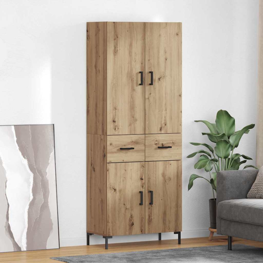 Vysoký Bufet Artisanový Dub 69,5 X 34 X 180 Cm Kompozitní Dřevo