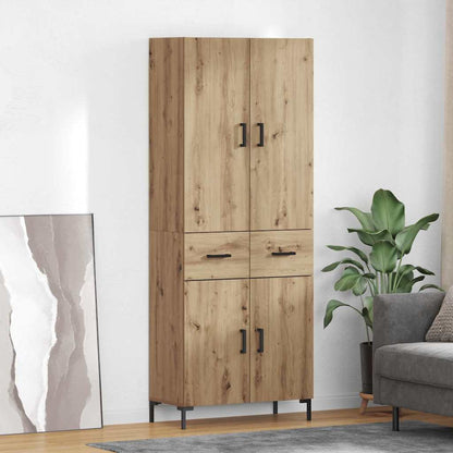 Vysoký Bufet Artisanový Dub 69,5 X 34 X 180 Cm Kompozitní Dřevo