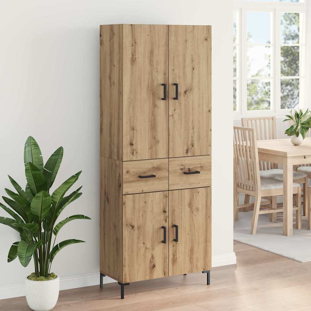 Vysoký Bufet Artisanový Dub 69,5 X 34 X 180 Cm Kompozitní Dřevo