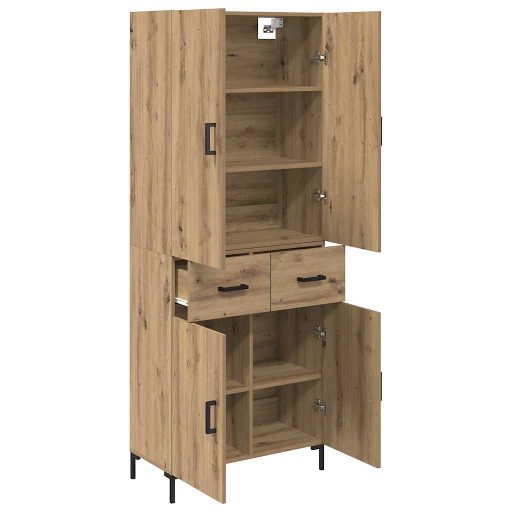 Vysoký Bufet Artisanový Dub 69,5 X 34 X 180 Cm Kompozitní Dřevo