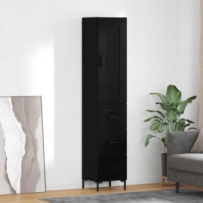 Vysoký Bufet Černý Dub 34,5 X 34 X 180 Cm Kompozitní Dřevo