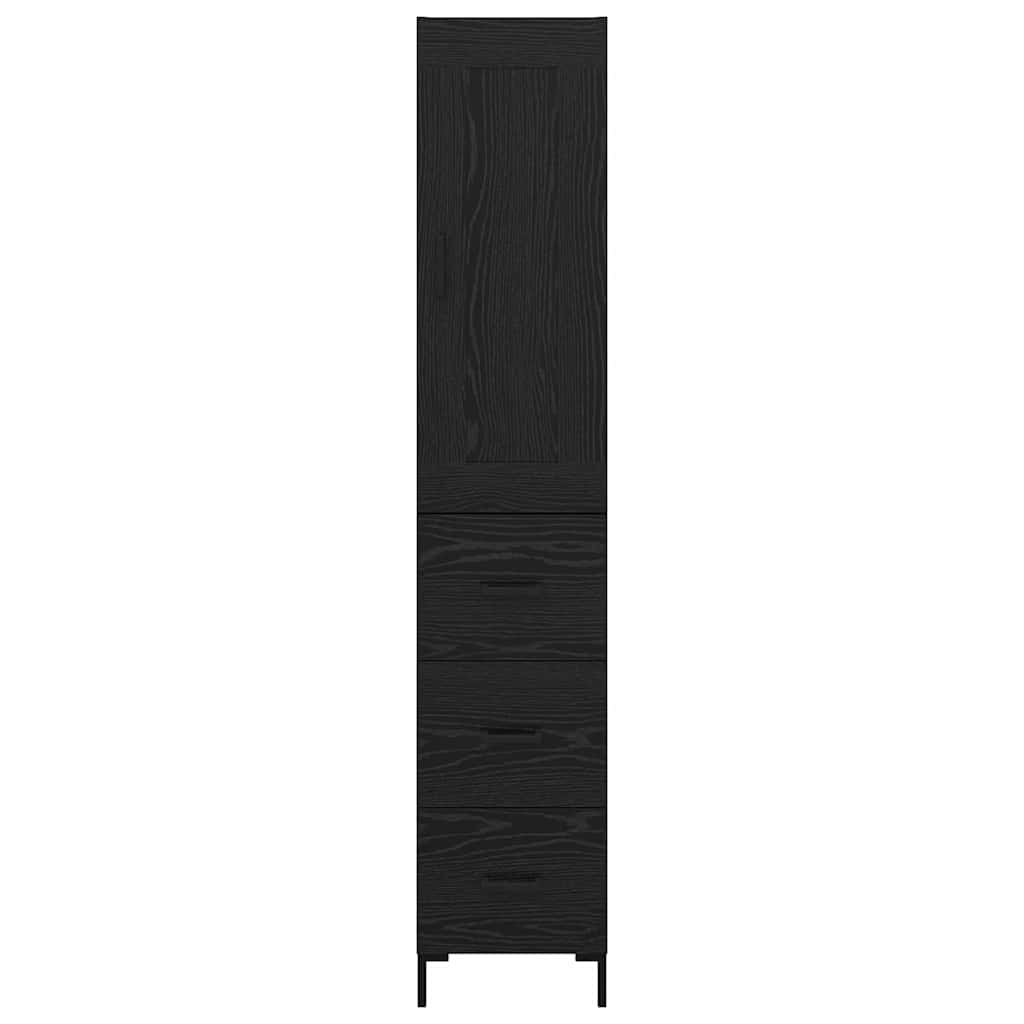 Vysoký Bufet Černý Dub 34,5 X 34 X 180 Cm Kompozitní Dřevo