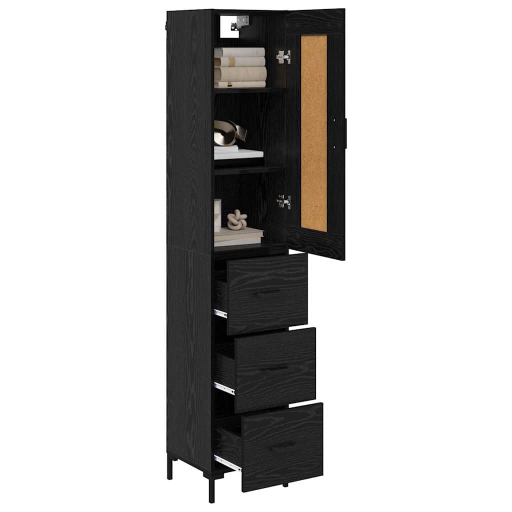 Vysoký Bufet Černý Dub 34,5 X 34 X 180 Cm Kompozitní Dřevo