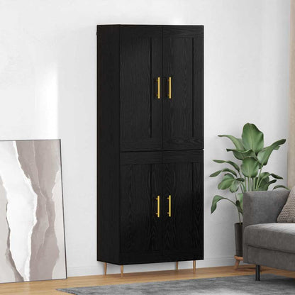 Vysoký Bufet Černý Dub 69,5 X 34 X 180 Cm Kompozitní Dřevo