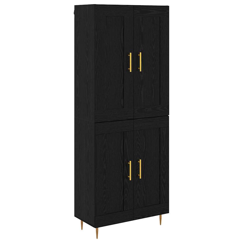 Vysoký Bufet Černý Dub 69,5 X 34 X 180 Cm Kompozitní Dřevo