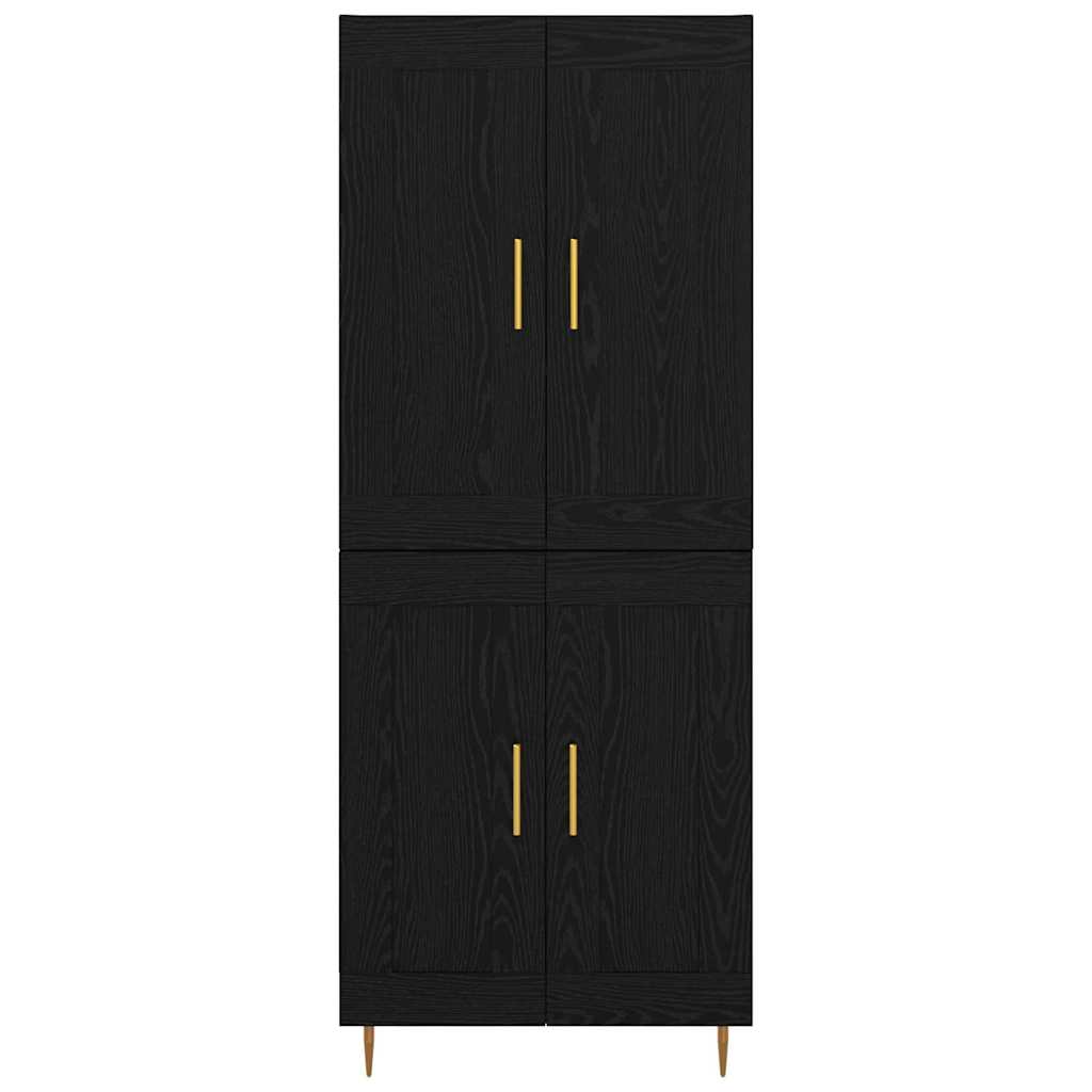 Vysoký Bufet Černý Dub 69,5 X 34 X 180 Cm Kompozitní Dřevo