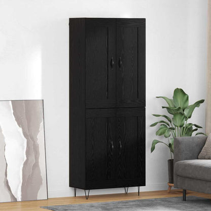 Vysoký Bufet Černý Dub 69,5 X 34 X 180 Cm Kompozitní Dřevo